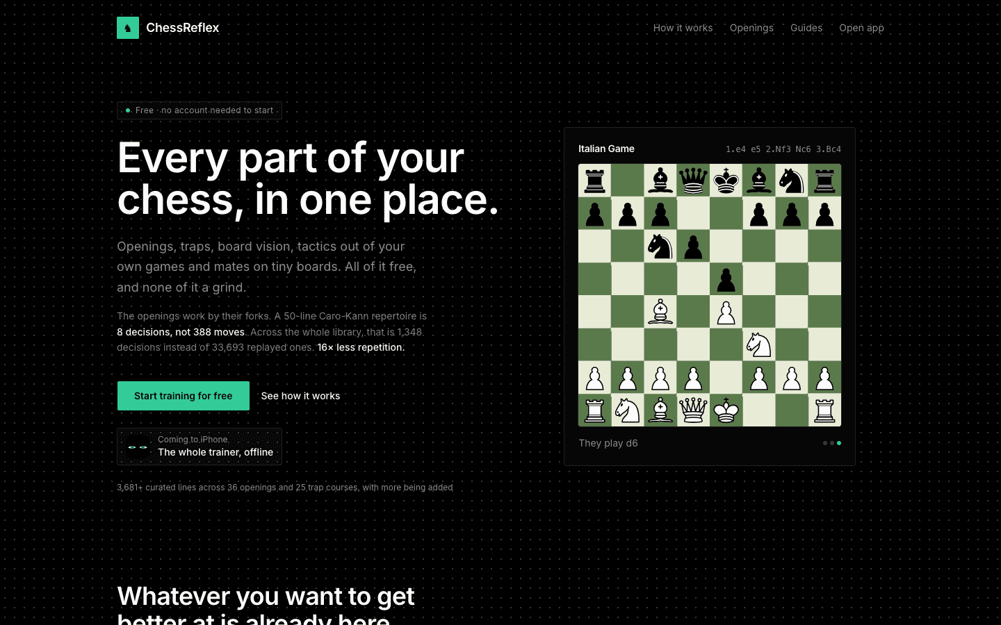 ChessReflex landing page
